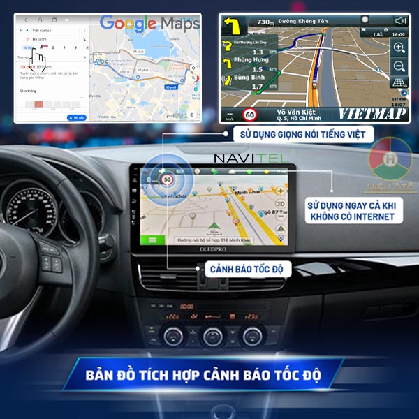 bản đồ dẫn đường trên màn hình android oledpro x4 