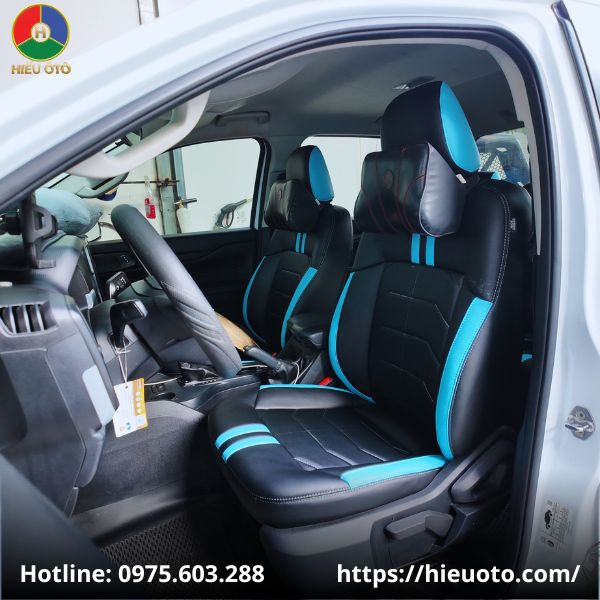 Bọc ghế da ô tô Ford Ranger đen phối xanh thể thao