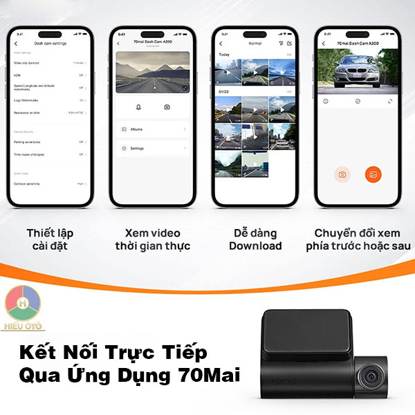 camera hành trình 70mai a200 kết nối với điện thoại thông minh 