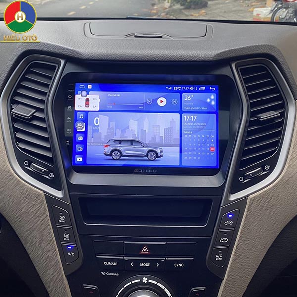 màn hình android ô tô gotech xe hyundai santafe 2014, 2015, 2016, 2017