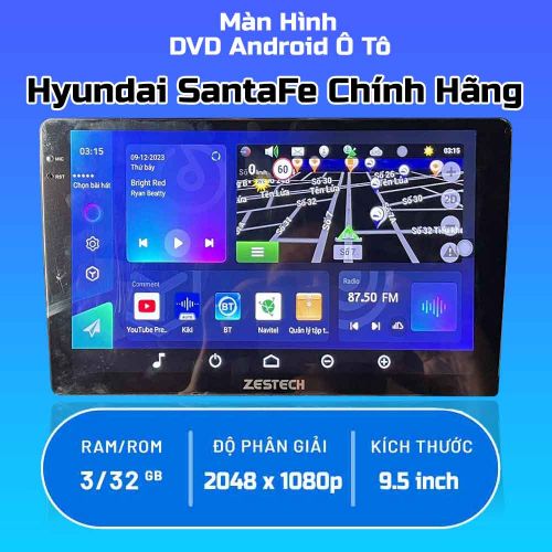 Màn Hình Android Ô Tô Hyundai Santafe 