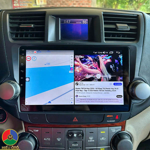 màn hình android xe ô tô toyota highlander 2009, 2010, 2011, 2012, 2013